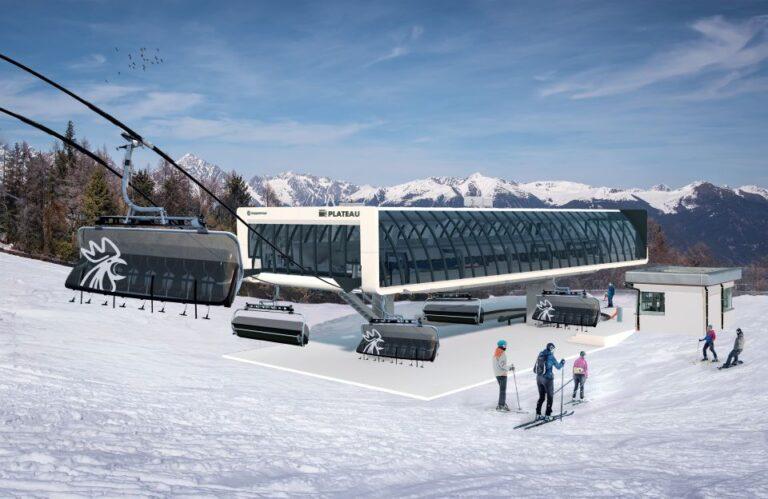 Topmoderne 8er-Sesselbahn zum Kronplatz-Gipfel Topmoderne 8er-Sesselbahn zum Kronplatz-Gipfel